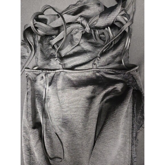 Free People Midi Dress Size 0 Black Cut Outs Tie Back Adjustable Slit - Picture 5 of 8